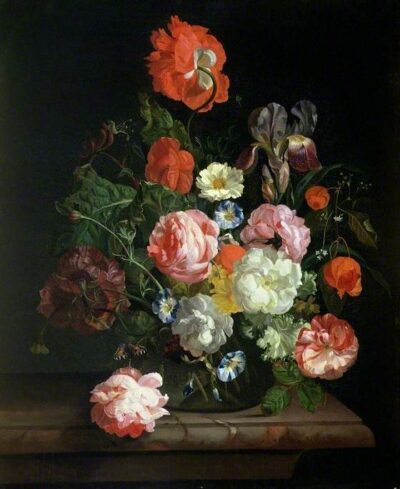 Ruysch, Rachel, 1664-1750; Flowers in a Glass Vase